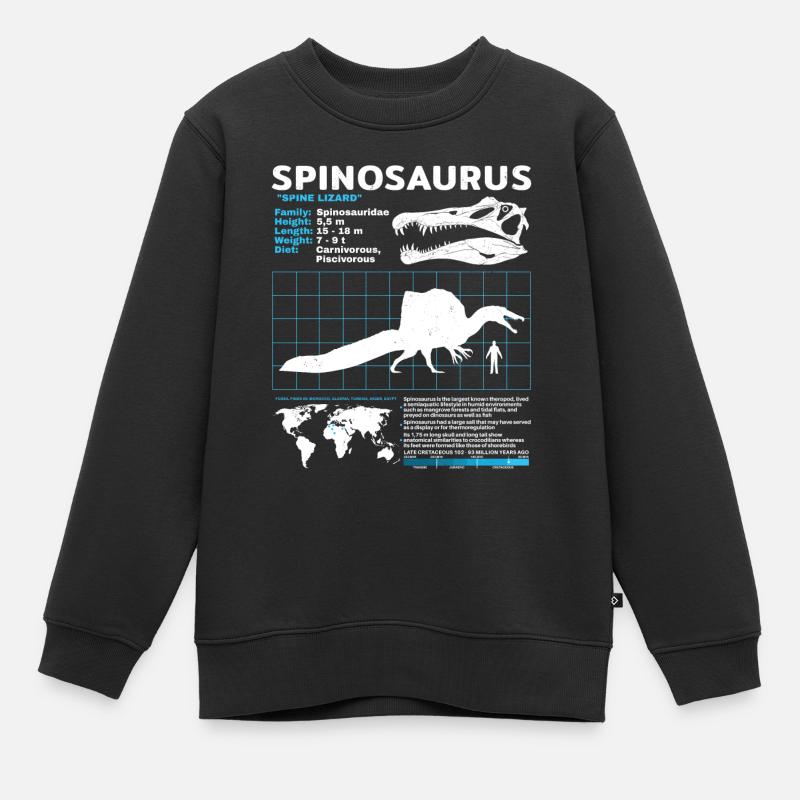 Spinosaurus Datenblatt - Kinder Premium Organic Sweatshirt - Schwarz