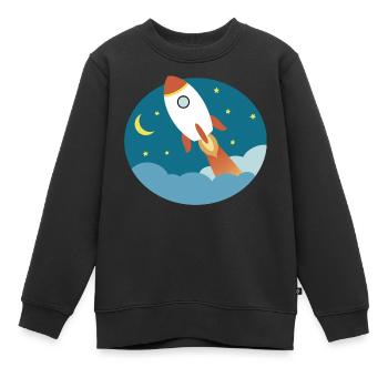 Fusée qui décolle - Sweat Premium enfant bio - noir - Devant - AI Model Kid Female (0cm)