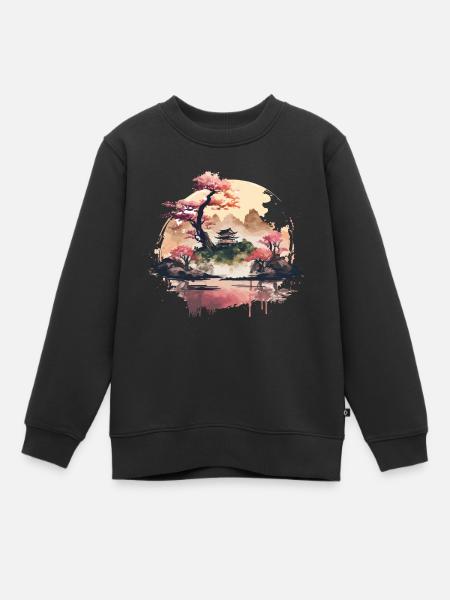 Japanische Landschaft - Kinder Premium Organic Sweatshirt - Schwarz
