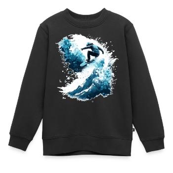 Snowboard des vagues de neige - avalanche, ski - Sweat Premium enfant bio - noir - Devant - AI Model Kid Female (0cm)