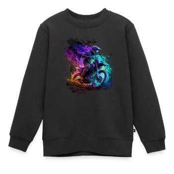 Badass motocross riders in cool colors - Kids Premium Organic Sweatshirt - black - Front - AI Model Kid Female (0cm)