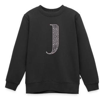 Mandala Monogram Initial in Dusky Pink - Letter J - Kids Premium Organic Sweatshirt - black - Front - AI Model Kid Female (0cm)