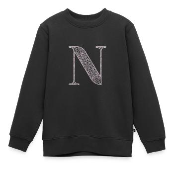 Mandala Monogram Initial in Dusky Pink - Letter N - Kids Premium Organic Sweatshirt - black - Front - AI Model Kid Female (0cm)