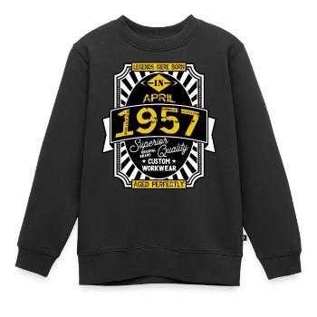 APRIL 1957 - Kinder Premium Organic Sweatshirt - Schwarz - Vorne - AI Model Kid Female (0cm)