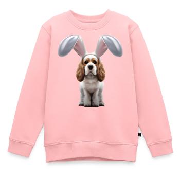 Cocker Spaniel anglais avec oreilles de lapin - Sweat Premium enfant bio - rose - Devant - AI Model Kid Female (0cm)