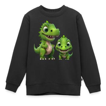 Dinosaur Baby Tyrannosaurus Two Dino T-Rex - Kids Premium Organic Sweatshirt - black - Front - AI Model Kid Female (0cm)