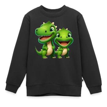 Dinosaur Baby Tyrannosaurus Two Dino T-Rex - Kids Premium Organic Sweatshirt - black - Front - AI Model Kid Female (0cm)