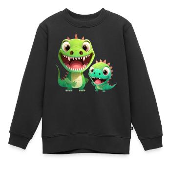 Dinosaur Baby Tyrannosaurus Two Dino T-Rex - Kids Premium Organic Sweatshirt - black - Front - AI Model Kid Female (0cm)