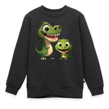 Dinosaur Baby Tyrannosaurus Two Dino T-Rex - Kids Premium Organic Sweatshirt - black - Front - AI Model Kid Female (0cm)