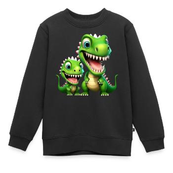 Dinosaurier Baby Tyrannosaurus zwei Dino T-Rex - Kinder Premium Organic Sweatshirt - Schwarz - Vorne - AI Model Kid Female (0cm)