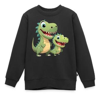 Dinosaur Baby Tyrannosaurus Two Dino T-Rex - Kids Premium Organic Sweatshirt - black - Front - AI Model Kid Female (0cm)