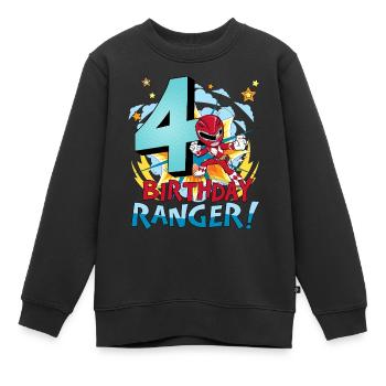 Power Rangers Geburtstags-Design 4 Jahre - Kinder Premium Organic Sweatshirt - Schwarz - Vorne - AI Model Kid Female (0cm)
