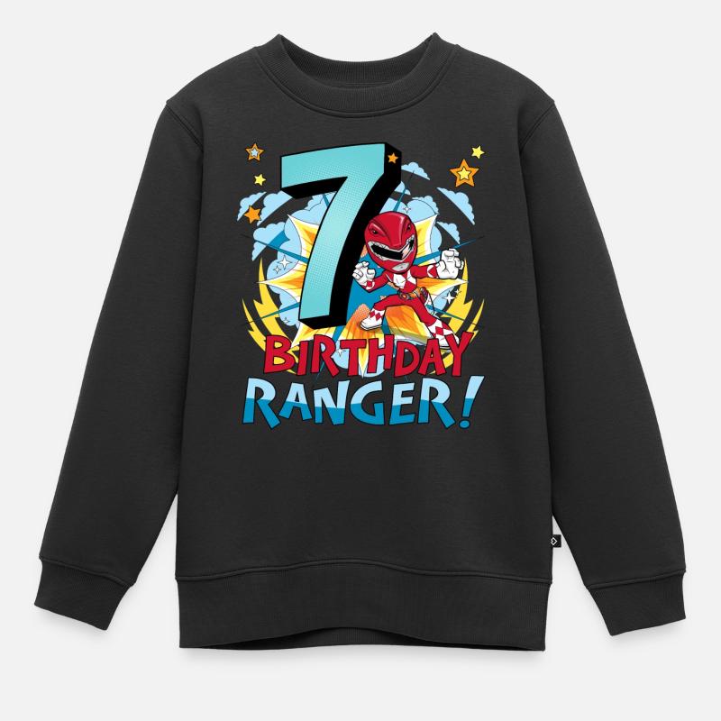 Power Rangers Geburtstags-Design 7 Jahre - Kinder Premium Organic Sweatshirt - Schwarz