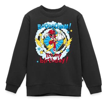 Power Rangers Boom! It's My Birthday! Roter Ranger - Kinder Premium Organic Sweatshirt - Schwarz - Vorne - AI Model Kid Female (0cm)