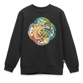 Keltischer Knoten Wasserfarben Bunt Symbol - Kinder Premium Organic Sweatshirt - Schwarz - Vorne - AI Model Kid Female (0cm)