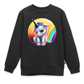 Depression Einhorn traurig Regenbogen - Kinder Premium Organic Sweatshirt - Schwarz - Vorne - AI Model Kid Female (0cm)