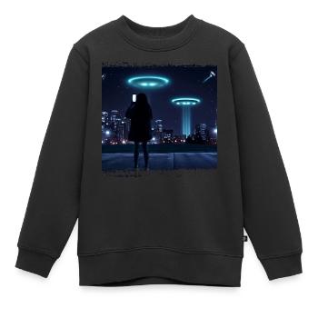 Observation d’OVNI - Sweat Premium enfant bio - noir - Devant - AI Model Kid Female (0cm)