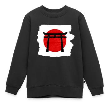 Schwarzes Torii-Tor auf der Roten Sonne: Symbolisch und markant - Kinder Premium Organic Sweatshirt - Schwarz - Vorne - AI Model Kid Female (0cm)
