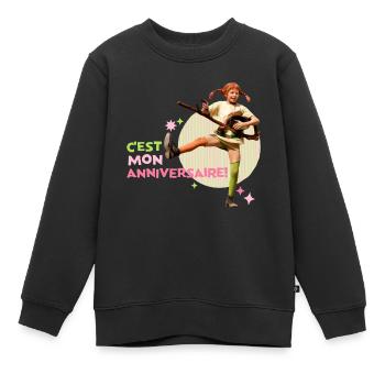 Fifi Brindacier C'est Mon Anniversaire - Sweat Premium enfant bio - noir - Devant - AI Model Kid Female (0cm)
