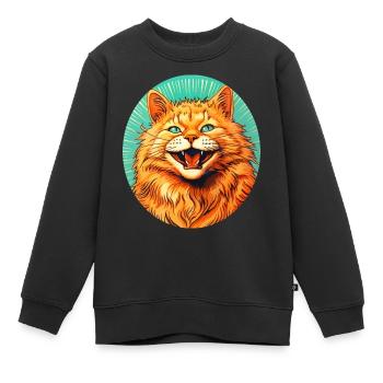 Funny kitty #cat - Kids Premium Organic Sweatshirt - black - Front - AI Model Kid Female (0cm)