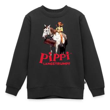 Pippi Langstrumpf Pippi Reitet Auf Kleiner Onkel - Kinder Premium Organic Sweatshirt - Schwarz - Vorne - AI Model Kid Female (0cm)