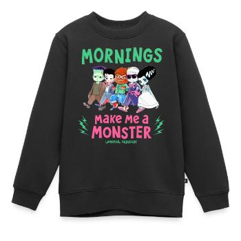 Universal Monsters Mornings Make Me A Monster - Sweat Premium enfant bio - noir - Devant - AI Model Kid Female (0cm)