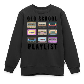 OLD SCHOOL PLAYLIST - Sweat Premium enfant bio - noir - Devant - AI Model Kid Female (0cm)