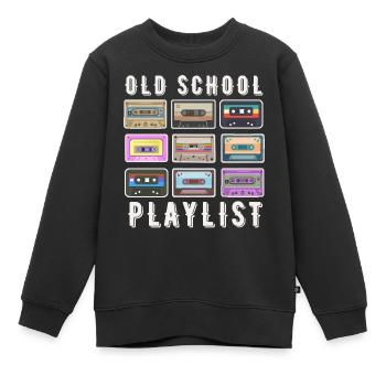 OLD SCHOOL PLAYLIST - Sweat Premium enfant bio - noir - Devant - AI Model Kid Female (0cm)