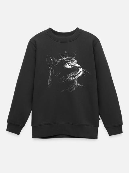 Portrait de chat (blanc) - Sweat Premium enfant bio - noir