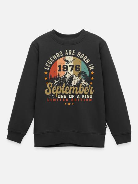 Septembre 1976, né en 1976 - Sweat Premium enfant bio - noir