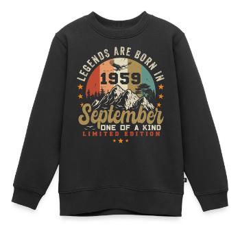 Septembre 1959, né en 1959 - Sweat Premium enfant bio - noir - Devant - AI Model Kid Female (0cm)
