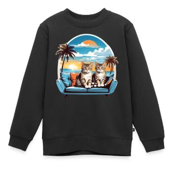 Katzen am Meer - Kinder Premium Organic Sweatshirt - Schwarz - Vorne - AI Model Kid Female (0cm)