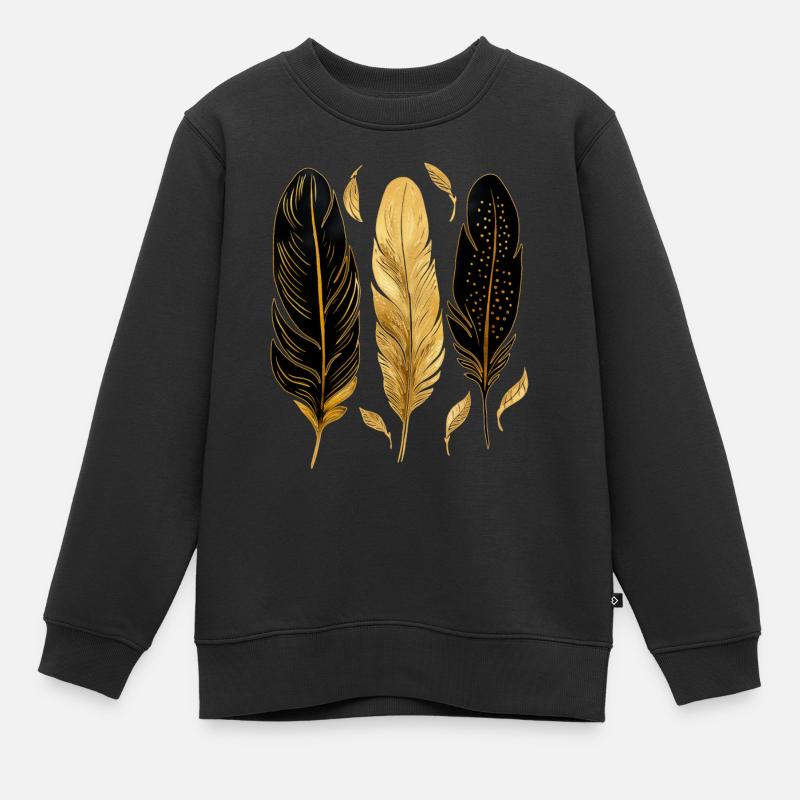 Goldene Federn - Kinder Premium Organic Sweatshirt - Schwarz