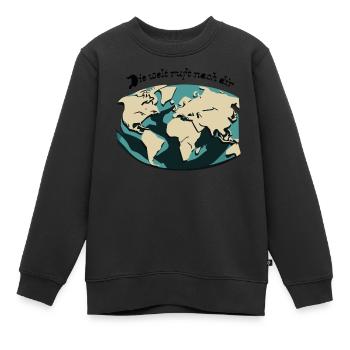 Die Welt ruft nach dir - Kinder Premium Organic Sweatshirt - Schwarz - Vorne - AI Model Kid Female (0cm)