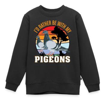 Eher mit Tauben Parkgestaltung für Taubenliebhaber - Kinder Premium Organic Sweatshirt - Schwarz - Vorne - AI Model Kid Female (0cm)