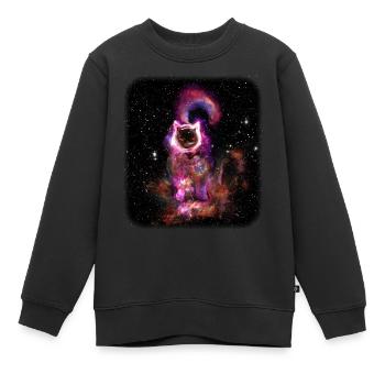 das Schwarze Loch, bekannt als deine Katze (TILE) - Kinder Premium Organic Sweatshirt - Schwarz - Vorne - AI Model Kid Female (0cm)