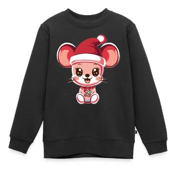 « Joyeux chat - Sweat Premium enfant bio - noir - Devant - AI Model Kid Female (0cm)
