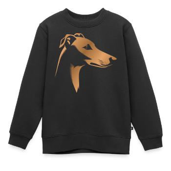 Windhund Greyhound, Hundekopf, Zeichnung bronze - Kinder Premium Organic Sweatshirt - Schwarz - Vorne - AI Model Kid Female (0cm)