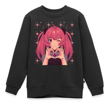 Manga Otaku Anime japonais Cadeau - Sweat Premium enfant bio - noir - Devant - AI Model Kid Female (0cm)