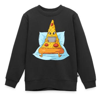 Pizza und Filme - Kinder Premium Organic Sweatshirt - Schwarz - Vorne - AI Model Kid Female (0cm)