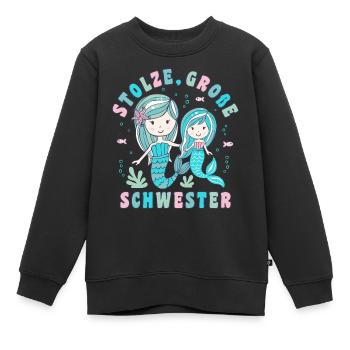 Große Schwester niedliche Meerjungfrau Geschwister - Kinder Premium Organic Sweatshirt - Schwarz - Vorne - AI Model Kid Female (0cm)