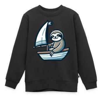 Sommersegeln mit Faultier auf Jolle - Kinder Premium Organic Sweatshirt - Schwarz - Vorne - AI Model Kid Female (0cm)