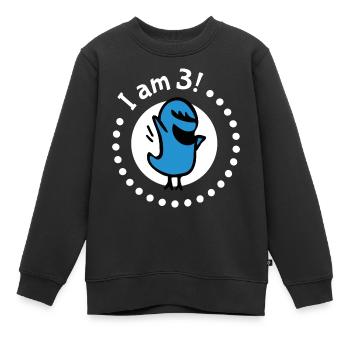 I am three - Dritter Geburtstag - Kinder Premium Organic Sweatshirt - Schwarz - Vorne - AI Model Kid Female (0cm)