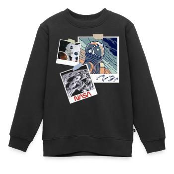 NASA Greetings From The Moon Dessin - Sweat Premium enfant bio - noir - Devant - AI Model Kid Female (0cm)