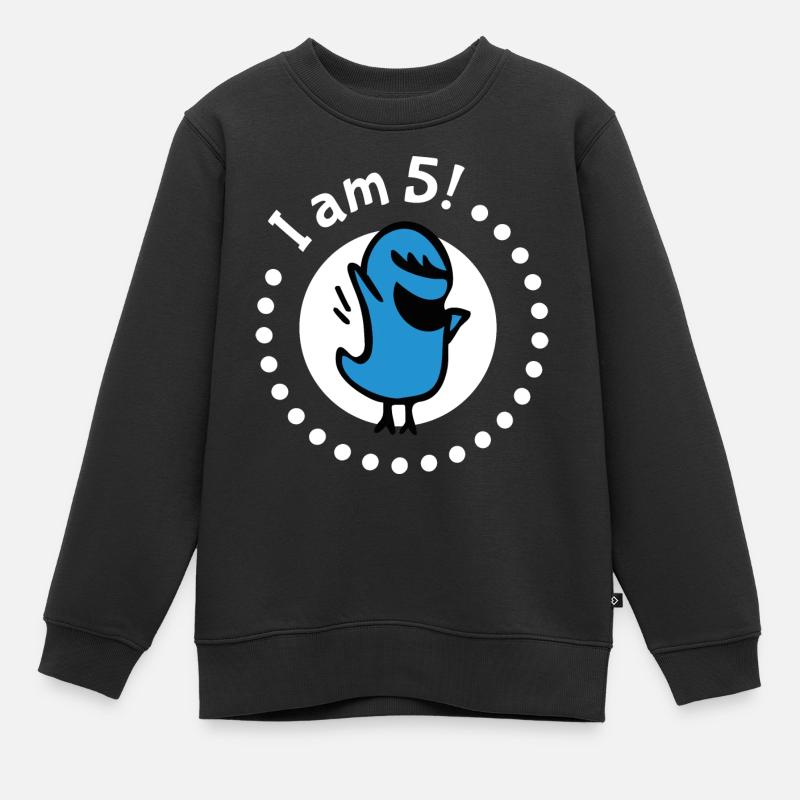 I am five - birthday - Kids Premium Organic Sweatshirt - black