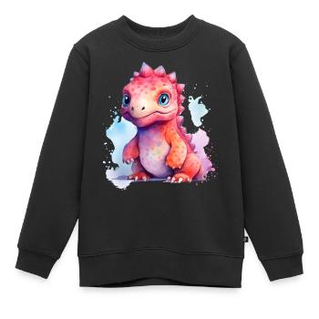 Niedliches baby dinosaurier in Wasserfarben - Kinder Premium Organic Sweatshirt - Schwarz - Vorne - AI Model Kid Female (0cm)