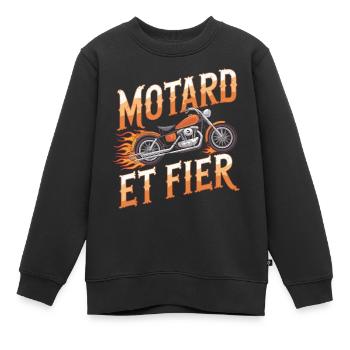 Motard et fier - Sweat Premium enfant bio - noir - Devant - AI Model Kid Female (0cm)