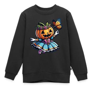 Mignonne princesse d’Halloween avec papillon - Sweat Premium enfant bio - noir - Devant - AI Model Kid Female (0cm)