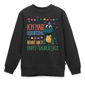 Party-Saurus-Rex, Dinosaurier Kindergeburtstag - Kinder Premium Organic Sweatshirt - Schwarz - Vorne - AI Model Kid Female (0cm)