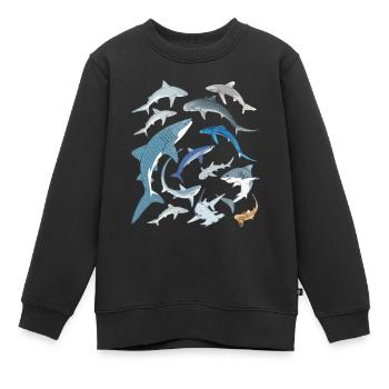 requin tigre requin bleu requin baleine espèce de requin - Sweat Premium enfant bio - noir - Devant - AI Model Kid Female (0cm)